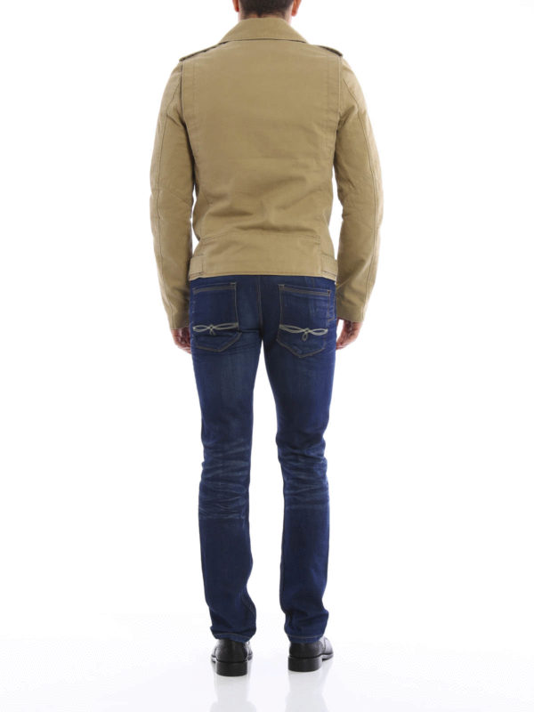 Cotton biker jacket shop online: Balmain