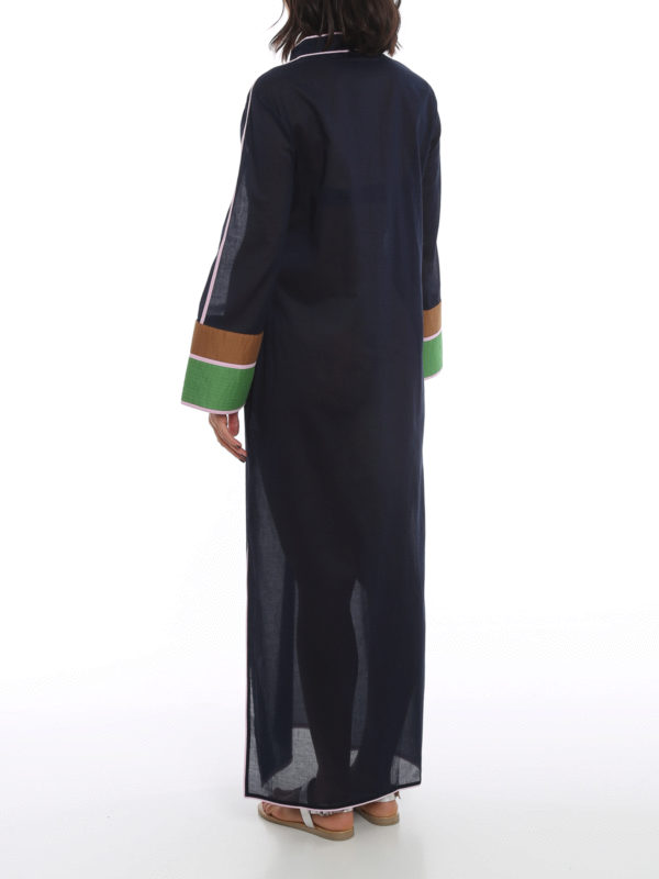 Cotton long caftan shop online: TORY BURCH
