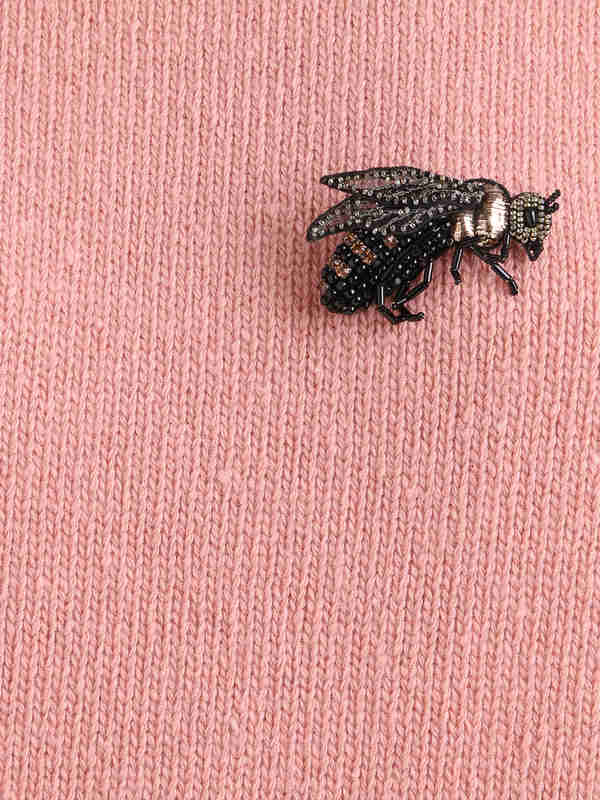 Strickpullover mit Rundhalsausschnitt shop online Pullover mit Bienen-Emblem