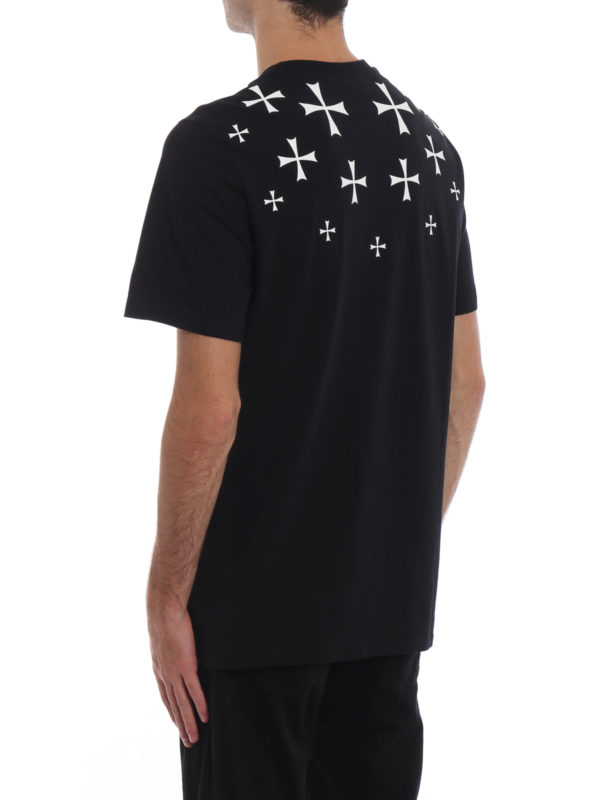Neil Barrett Cross relief print T-shirt - Black|BJT435FH535S524