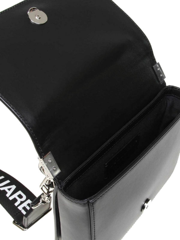 D2 black leather small bag shop online: DSQUARED2