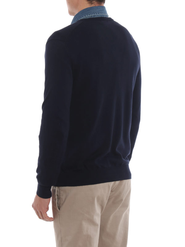 Dark blue cotton V-neck pullover shop online: POLO RALPH LAUREN