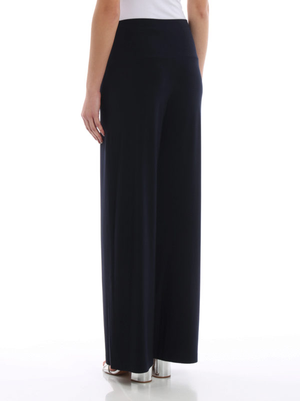 Dark blue stretch fabric trousers shop online: Norma Kamali