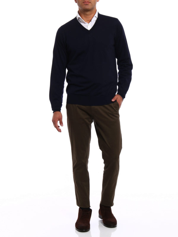 Dark blue wool cashmere pullover shop online: BRUNELLO CUCINELLI