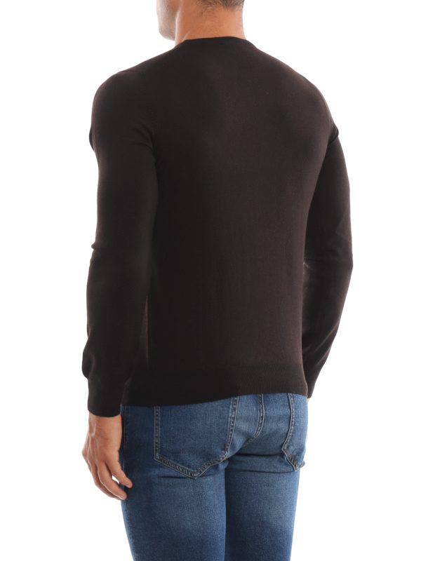 Dark brown combed wool sweater shop online: Paolo Fiorillo