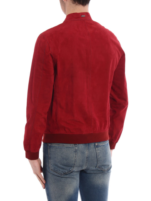 Dark red suede bomber shop online: HERNO