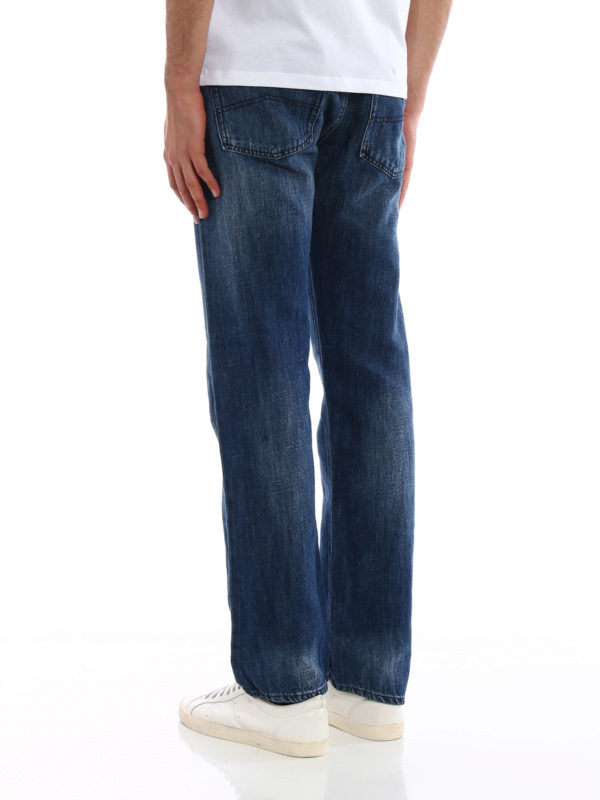 Mens armani straight leg on sale jeans