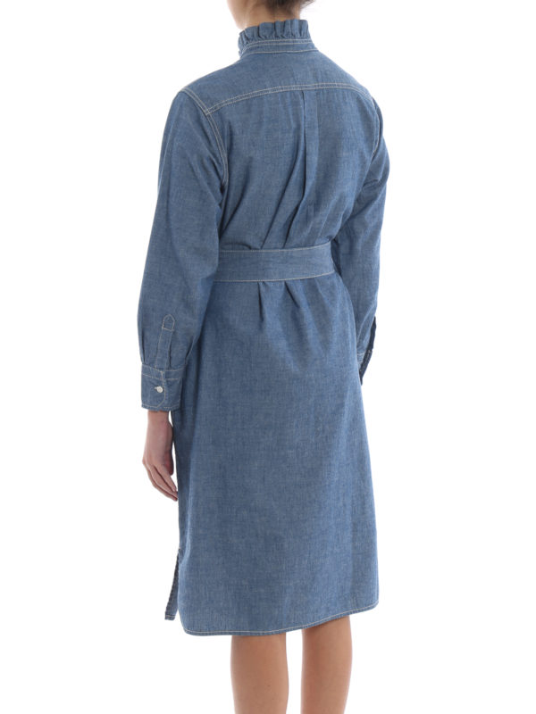 Deneuve cotton denim shirt dress shop online: TORY BURCH
