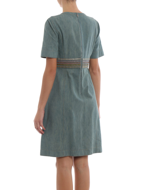 Bottega Veneta Denim dress with python effect details|542475VEWT14750
