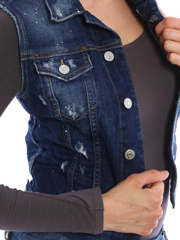 denim jacket shop online Sleeveless denim jacket
