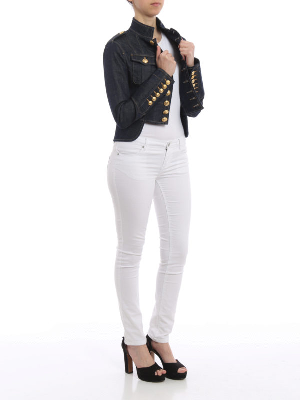 Denim livery crop jacket shop online: DSQUARED2