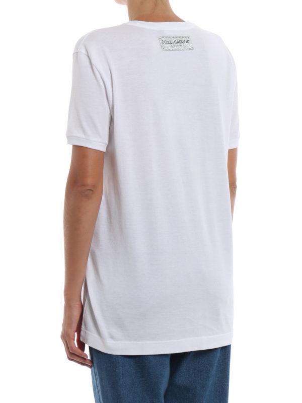 D&G Model print white cotton T-shirt shop online: DOLCE & GABBANA