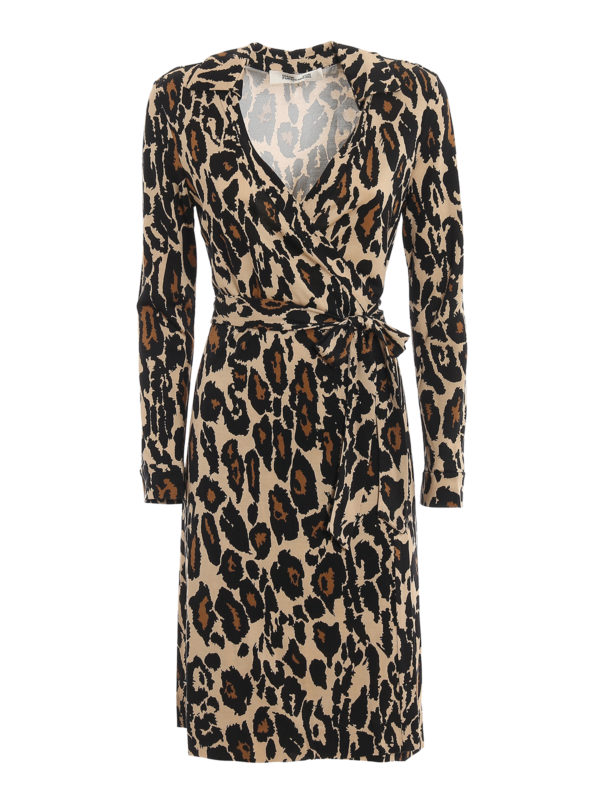 Diane Von Furstenberg New Jeanne Two Leo print silk wrap dress|10334DVFLCSAN