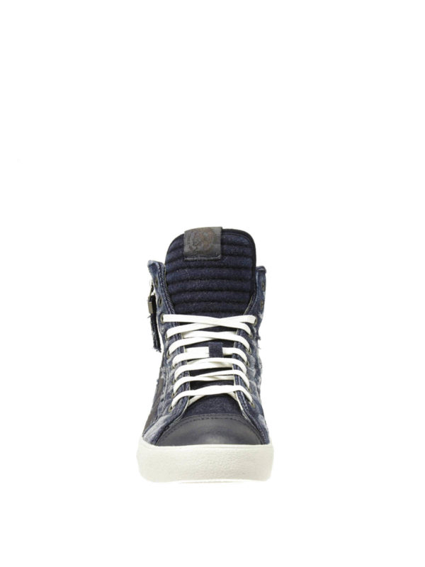 DIESEL: Chaussures de sport online - D-String Plus high denim sneakers