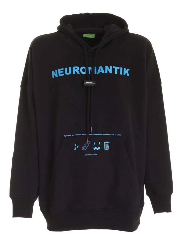 DIESEL: Felpe e maglie - Felpa S-Oxi nera con cappuccio