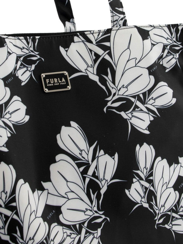 Digit magnolia print shopping bag shop online: FURLA