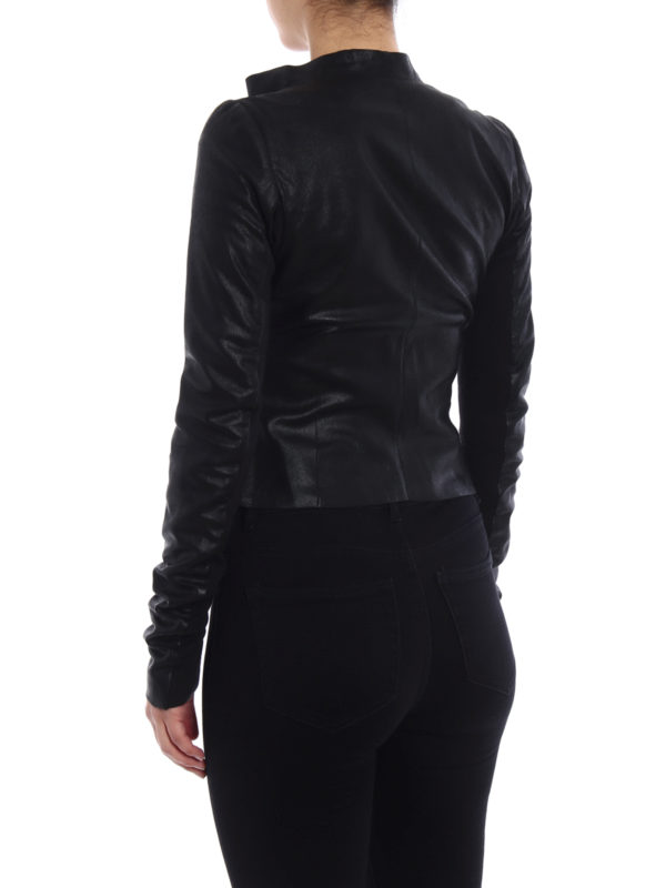 Lederjacke - Schwarz shop online: RICK OWENS HUN