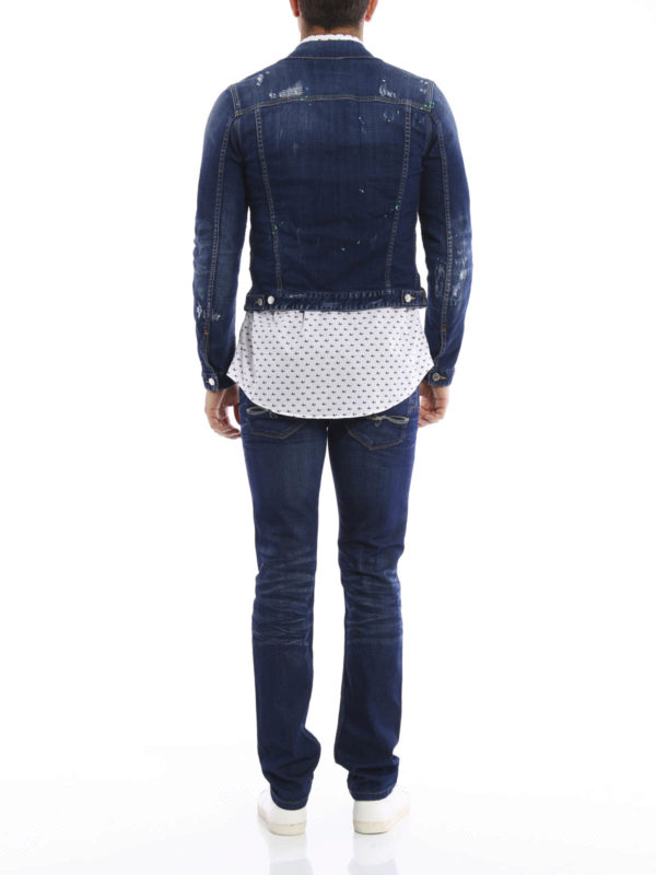 Distressed denim jacket shop online: DSQUARED2