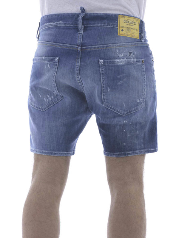 Distressed denim shorts shop online: DSQUARED2