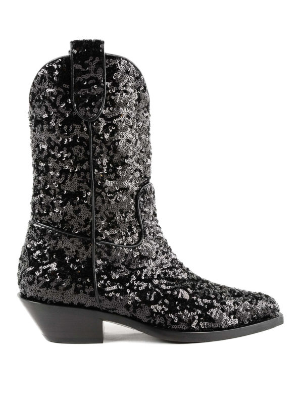 DOLCE & GABBANA: boots - Sequined Cowgirl boots