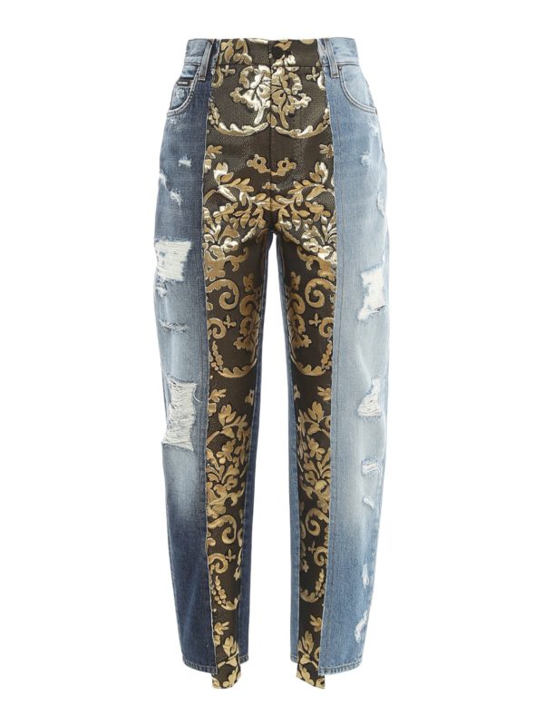 DOLCE & GABBANA: Boyfriend - Damask insert jeans