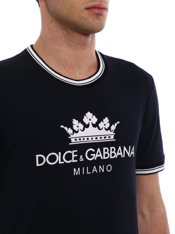 Dolce & Gabbana DG Crown navy cotton T-shirt|G8II3TFU7EQB0065