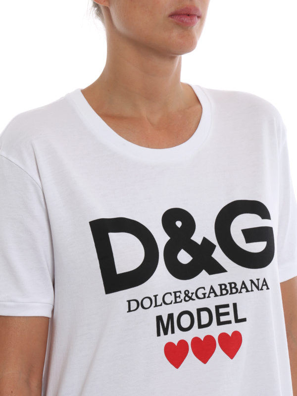 DOLCE & GABBANA buy online D&G Model print white cotton T-shirt