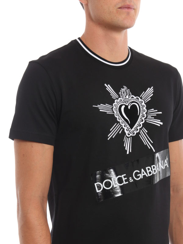DOLCE & GABBANA buy online T-shirt nera con ricamo cuore