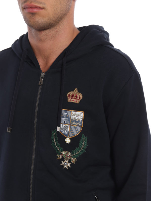 DOLCE & GABBANA buy online Felpa con zip, cappuccio e patch