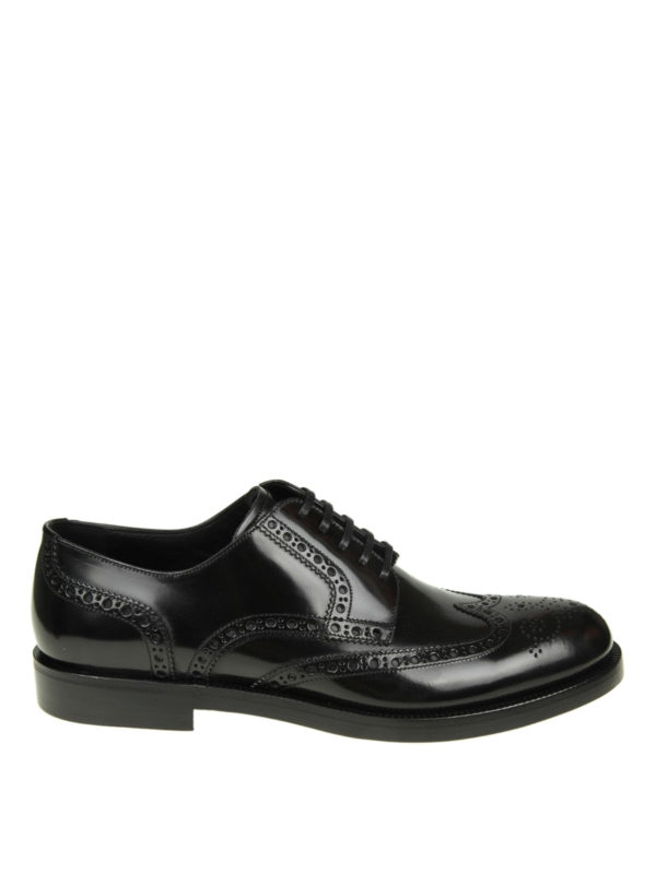 DOLCE & GABBANA: classiche - Stringate Derby in pelle dettagli brogue