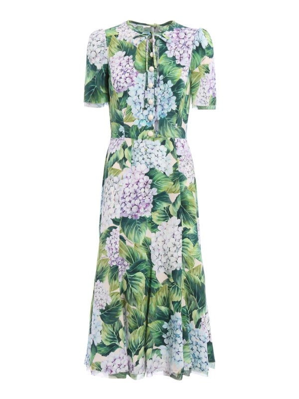 DOLCE & GABBANA: cocktail dresses - Hydrangea print cady dress
