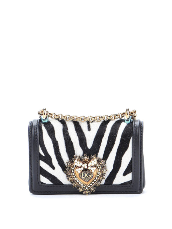 DOLCE & GABBANA: cross body bags - Devotion micro zebra print bag