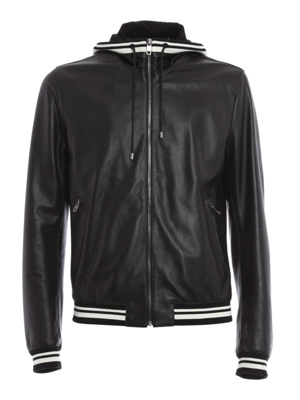 DOLCE & GABBANA: Lederjacken - Lederjacke Fur Herren - Schwarz