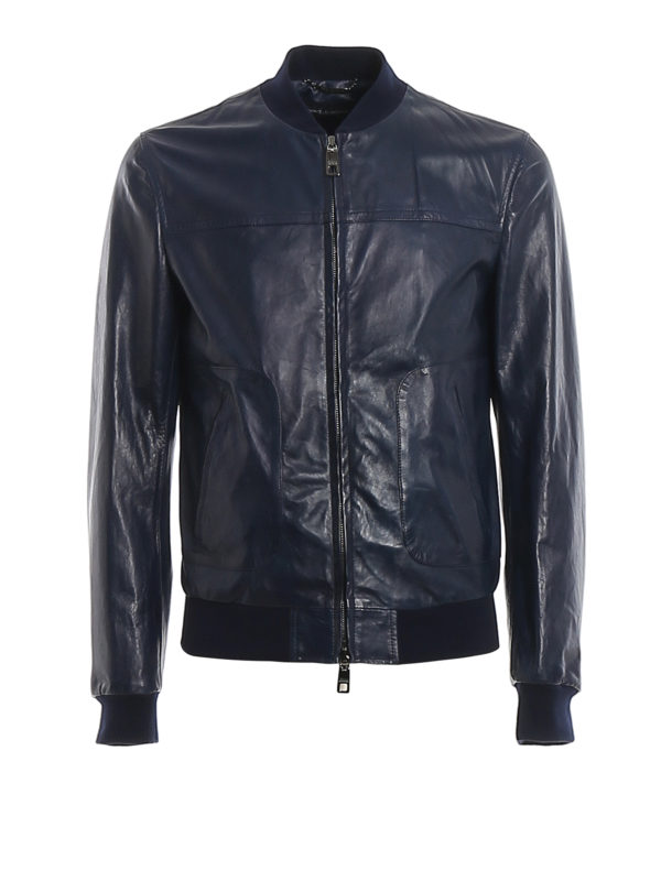 DOLCE & GABBANA: leather jacket - Nappa bomber jacket