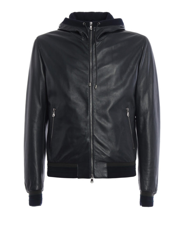 DOLCE & GABBANA: Lederjacken - Lederjacke - Einfarbig