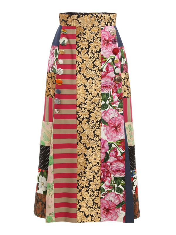 DOLCE & GABBANA: Long skirts - Patchwork patterned skirt