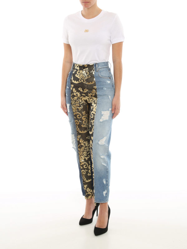 DOLCE & GABBANA: Boyfriend online - Damask insert jeans