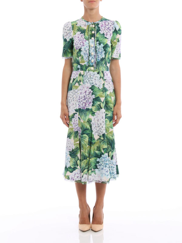 DOLCE & GABBANA: cocktail dresses online - Hydrangea print cady dress