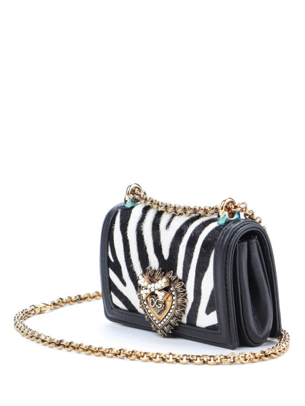 DOLCE & GABBANA: cross body bags online - Devotion micro zebra print bag
