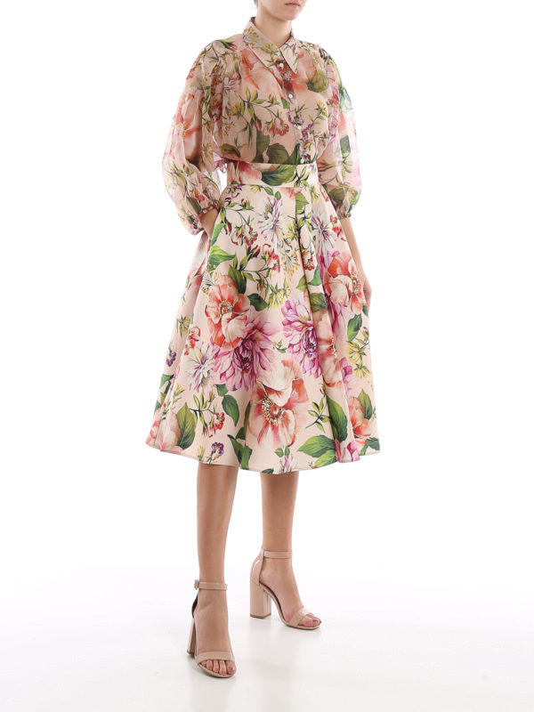 DOLCE & GABBANA: Knee length skirts & Midi online - Floral printed silk skirt
