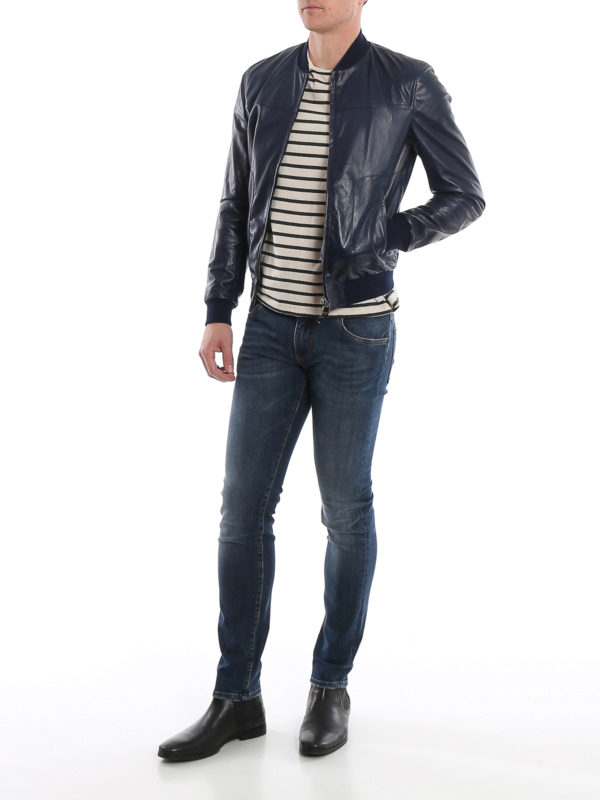 DOLCE & GABBANA: leather jacket online - Nappa bomber jacket