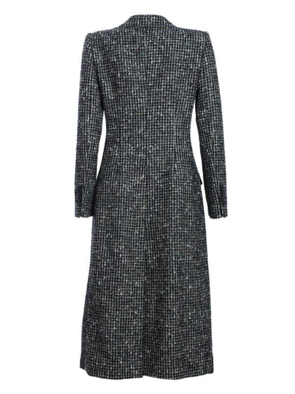DOLCE & GABBANA: long coats online - Houndstooth coat in brown