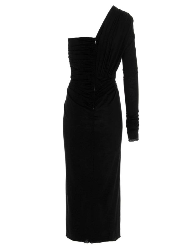ワンピース Dolce & Gabbana SS25 Draped dress (F6TMWTFURGG N0000) Long satin dress with draping in Black for Women