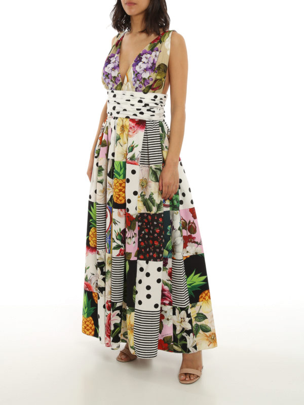 DOLCE & GABBANA: maxi dresses online - Patchwork patterned dress