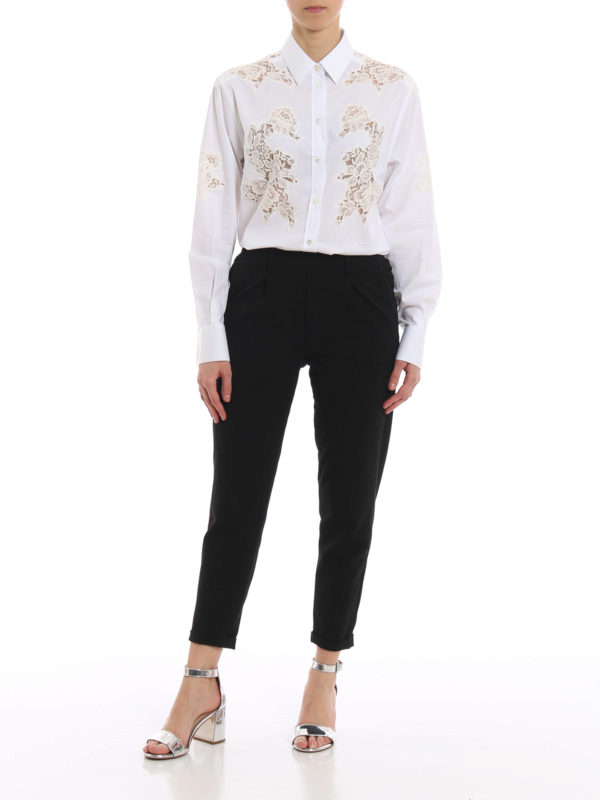 DOLCE & GABBANA: shirts online - White cotton and lace shirt