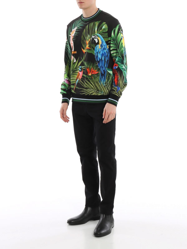 DOLCE & GABBANA: Sweatshirts & Sweaters online - Parrots printed sweatshirt