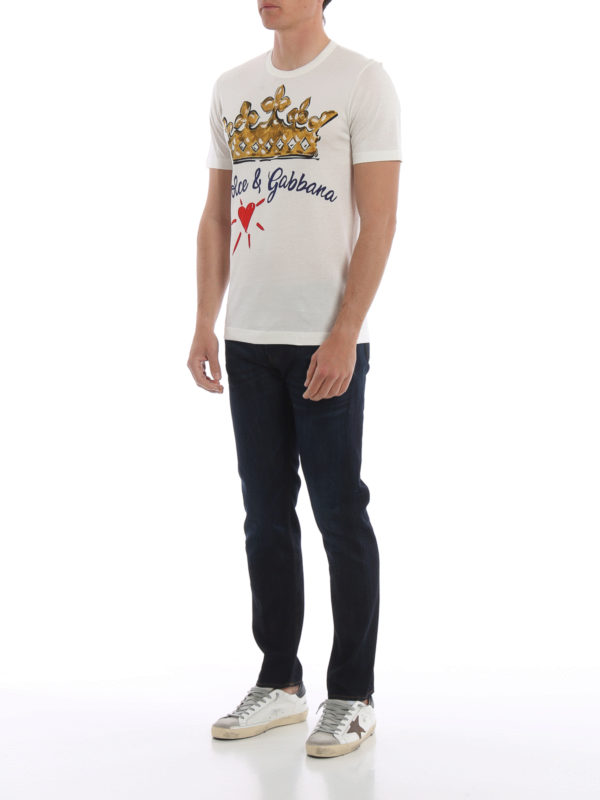 DOLCE & GABBANA: t-shirts online - Dolce & Gabbana crown print Tee