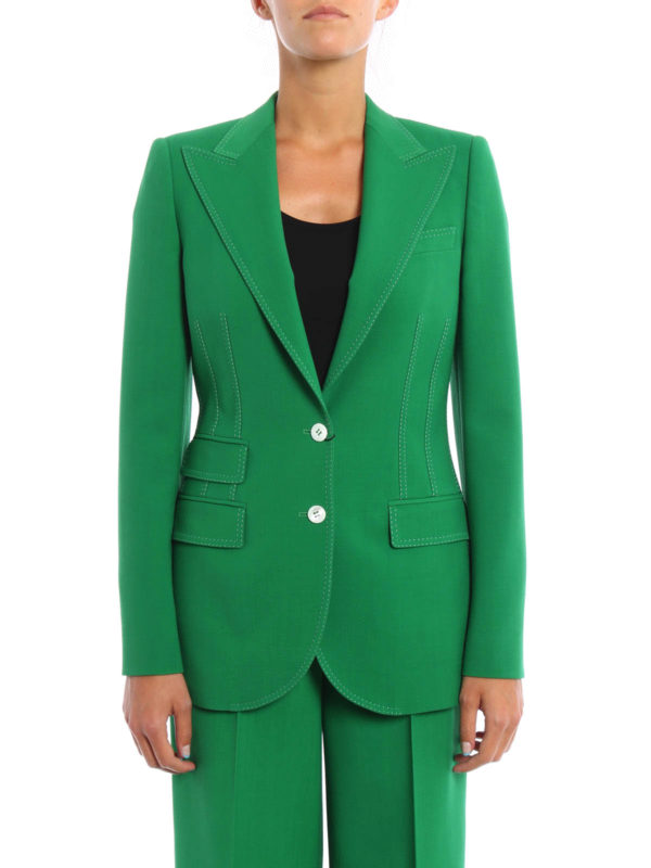DOLCE & GABBANA: Vestes de costume online - Blazer Ajustée Vert  Pour Femme
