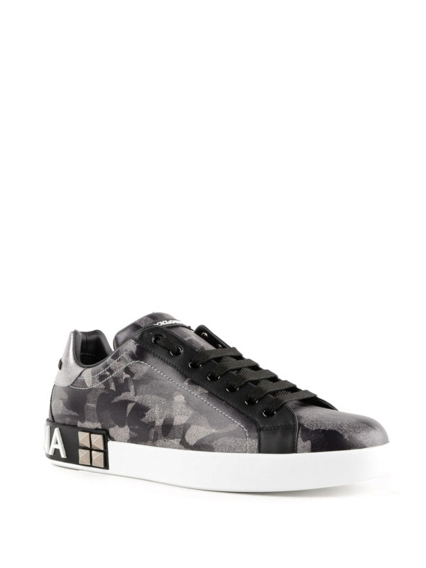 DOLCE & GABBANA: trainers online - Portofino grey camouflage sneakers