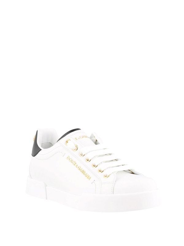 DOLCE & GABBANA: sneakers online - Sneaker Portofino in pelle con maxi perla